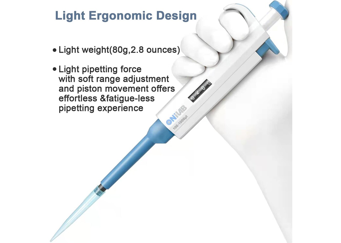 Rexar ONiLAB Laboratory Micropipette – 100–1000 µL Adjustable Pipette