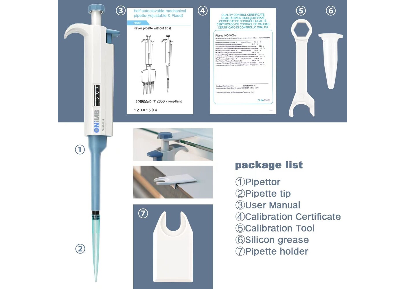 Rexar ONiLAB Laboratory Micropipette – 100–1000 µL Adjustable Pipette