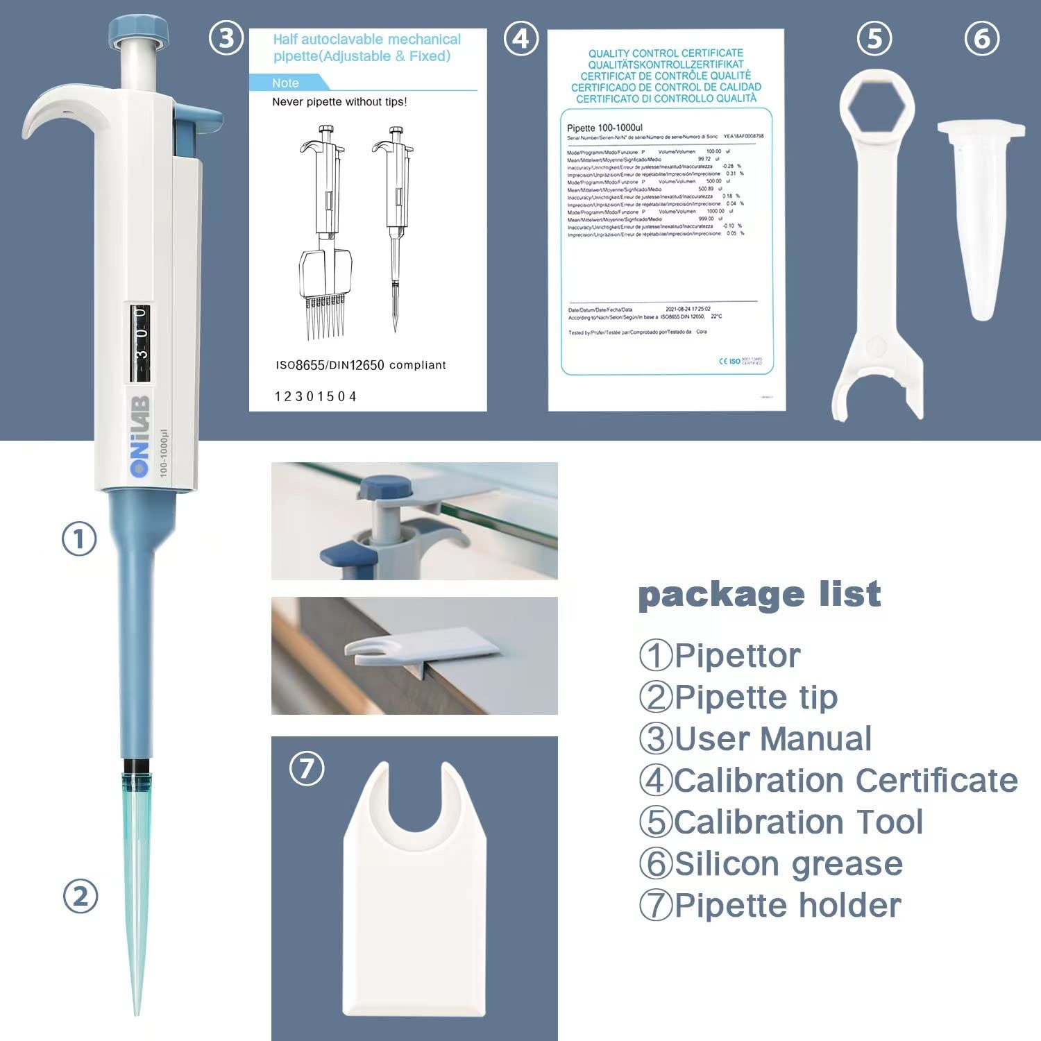 Rexar ONiLAB Laboratory Micropipette – 100–1000 µL Adjustable Pipette