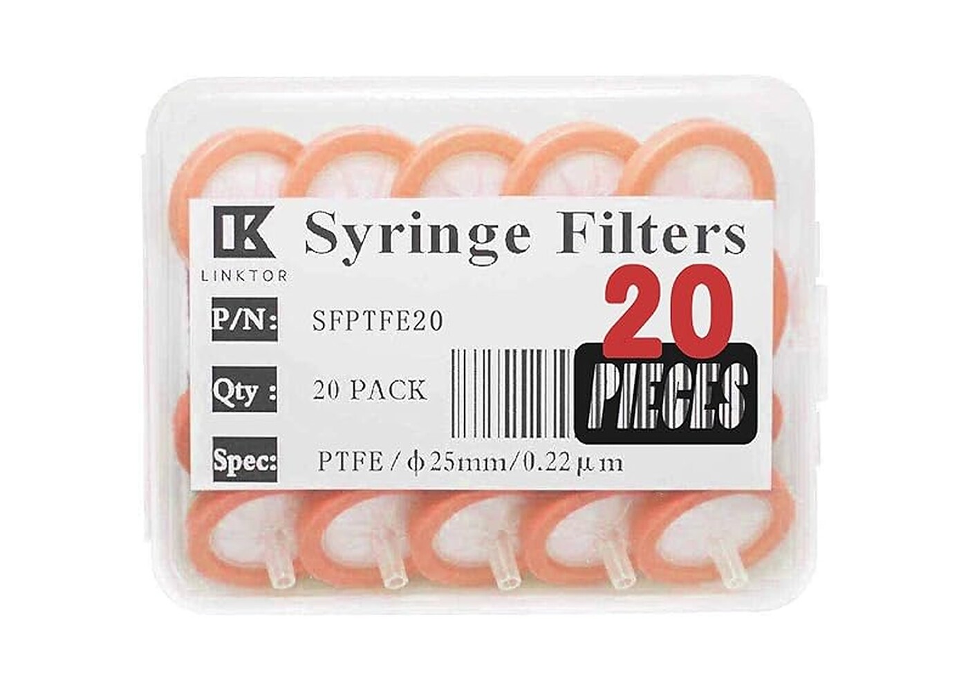 Rexar PVDF Syringe Filters 0.22 μm Pore Size, 25 mm Diameter – Pack of 20
