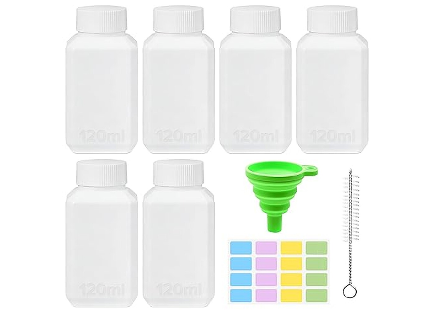Rexar HDPE Reagent Bottles 120 ml with Screw Caps – Leakproof Laboratory Bottles, Pack of 6