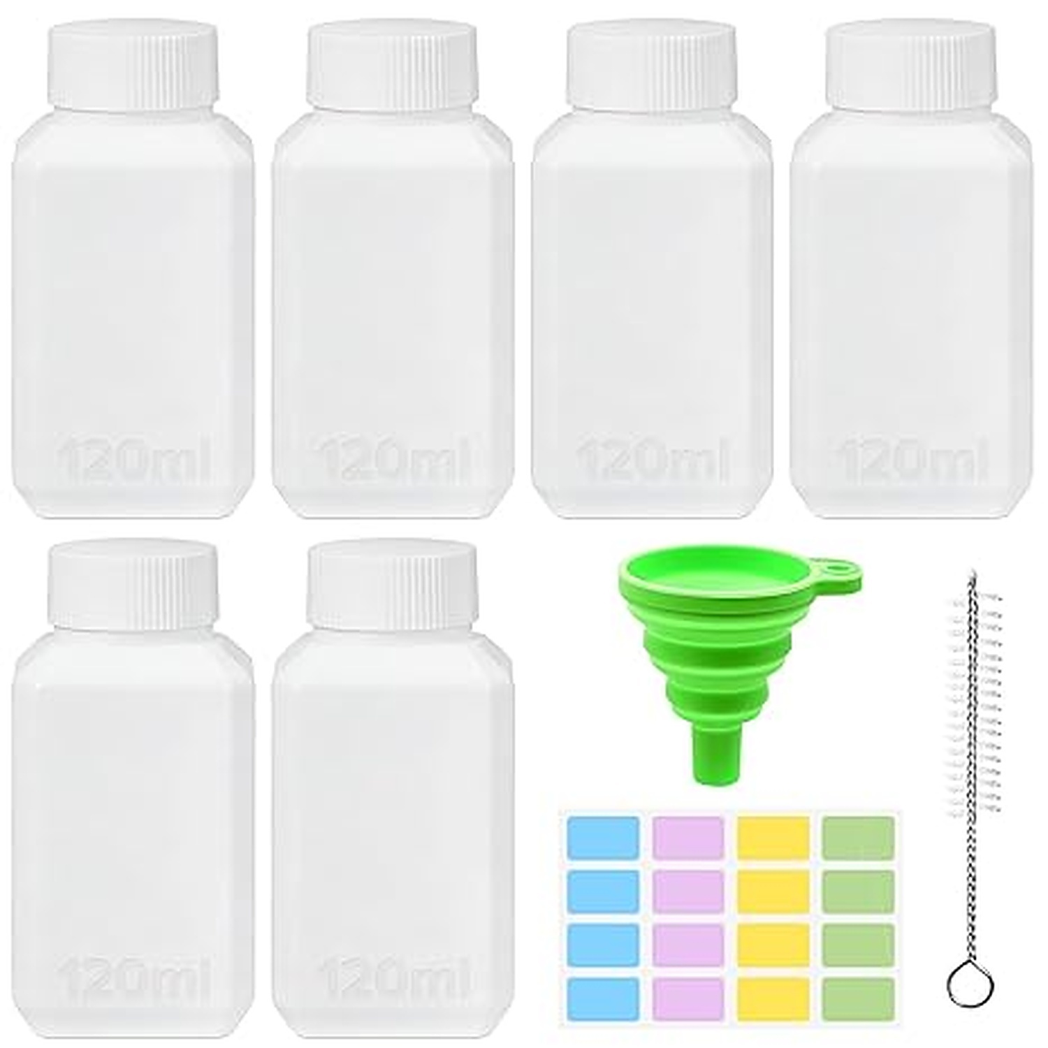 Rexar HDPE Reagent Bottles 120 ml with Screw Caps – Leakproof Laboratory Bottles, Pack of 6