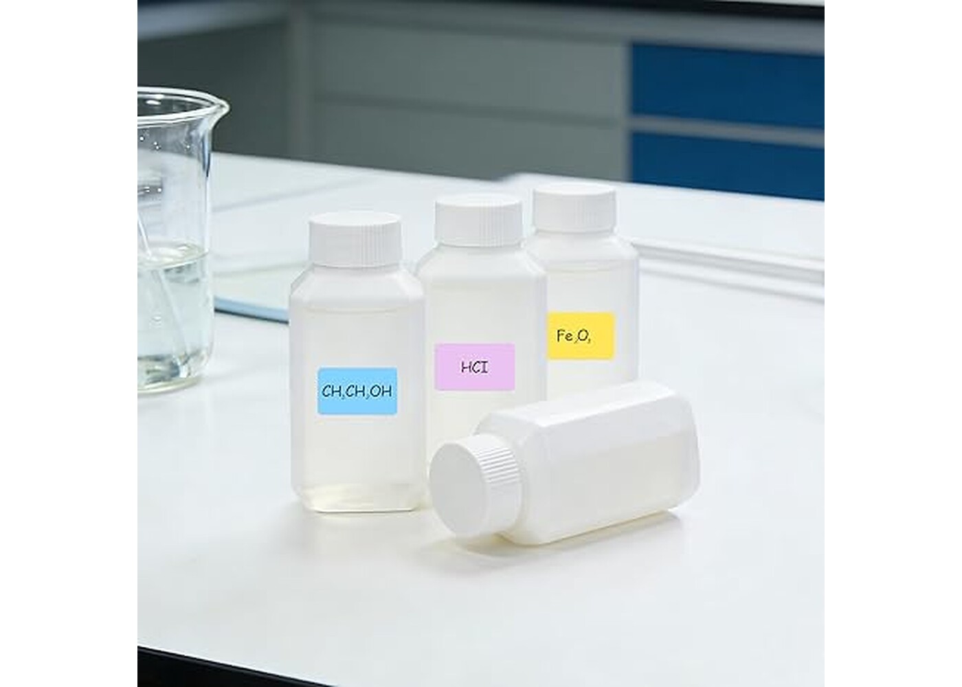 Rexar HDPE Reagent Bottles 120 ml with Screw Caps – Leakproof Laboratory Bottles, Pack of 6
