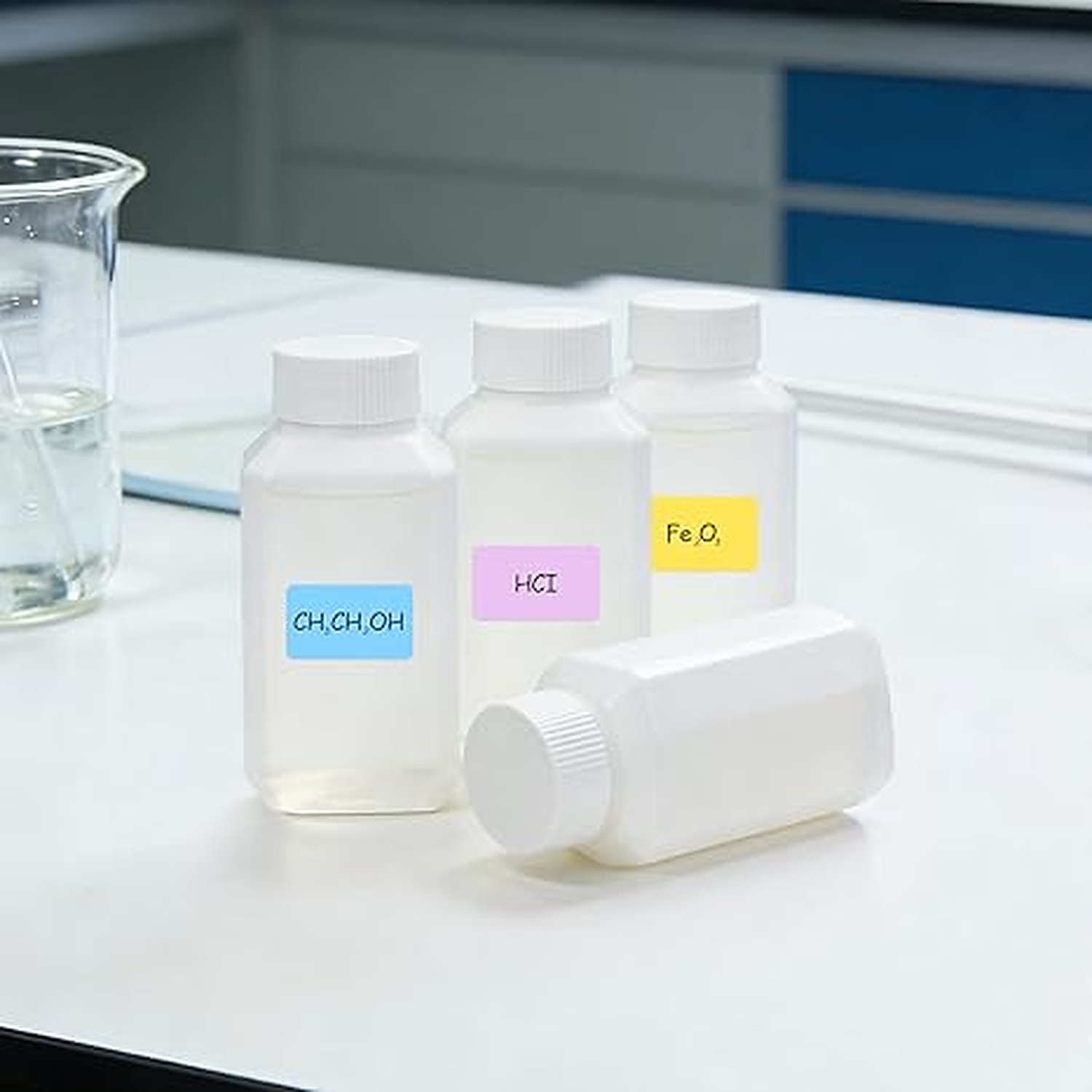 Rexar HDPE Reagent Bottles 120 ml with Screw Caps – Leakproof Laboratory Bottles, Pack of 6