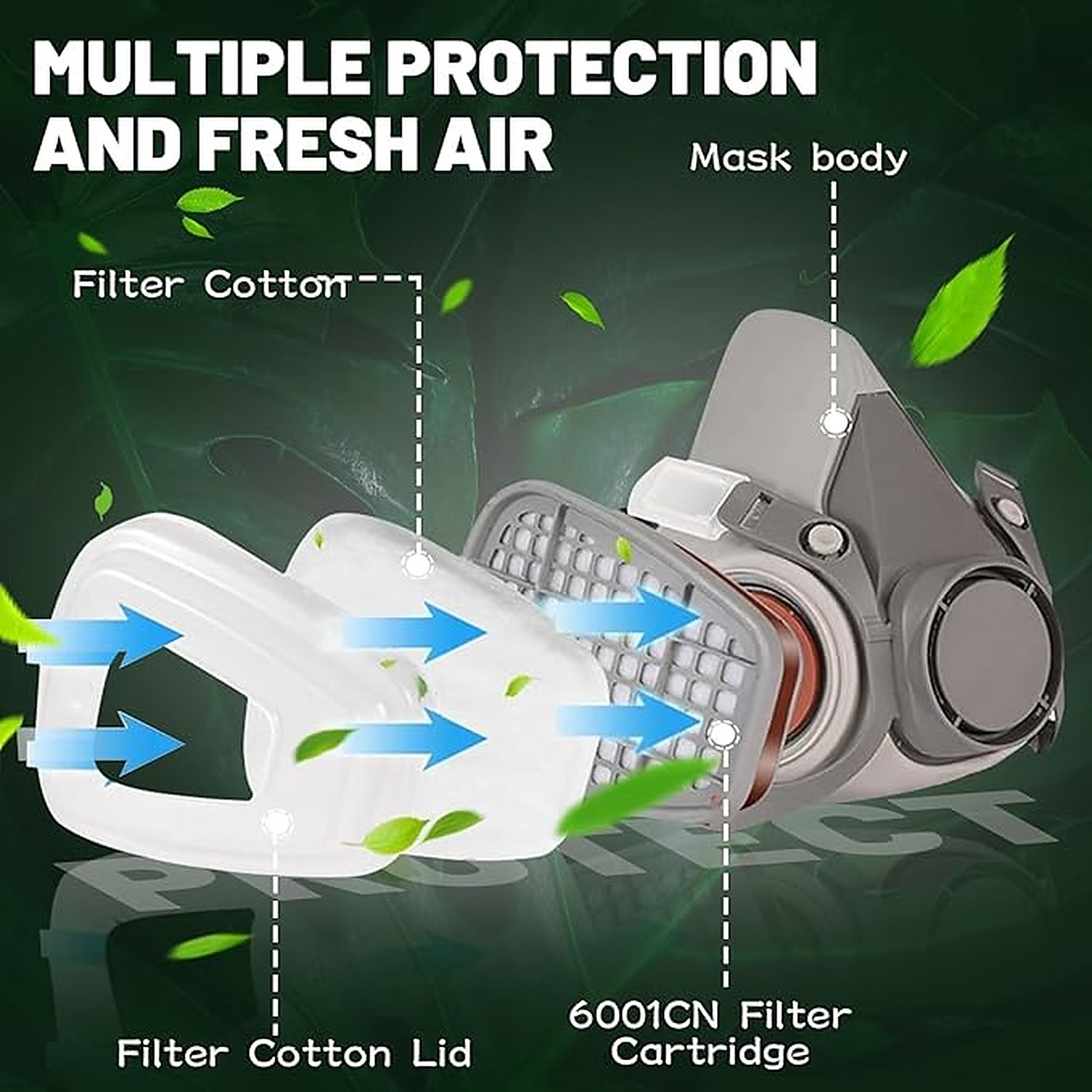 Rexar Reusable Half Face Respirator Mask Set with Dual Filters, Safety Goggles and Accessories