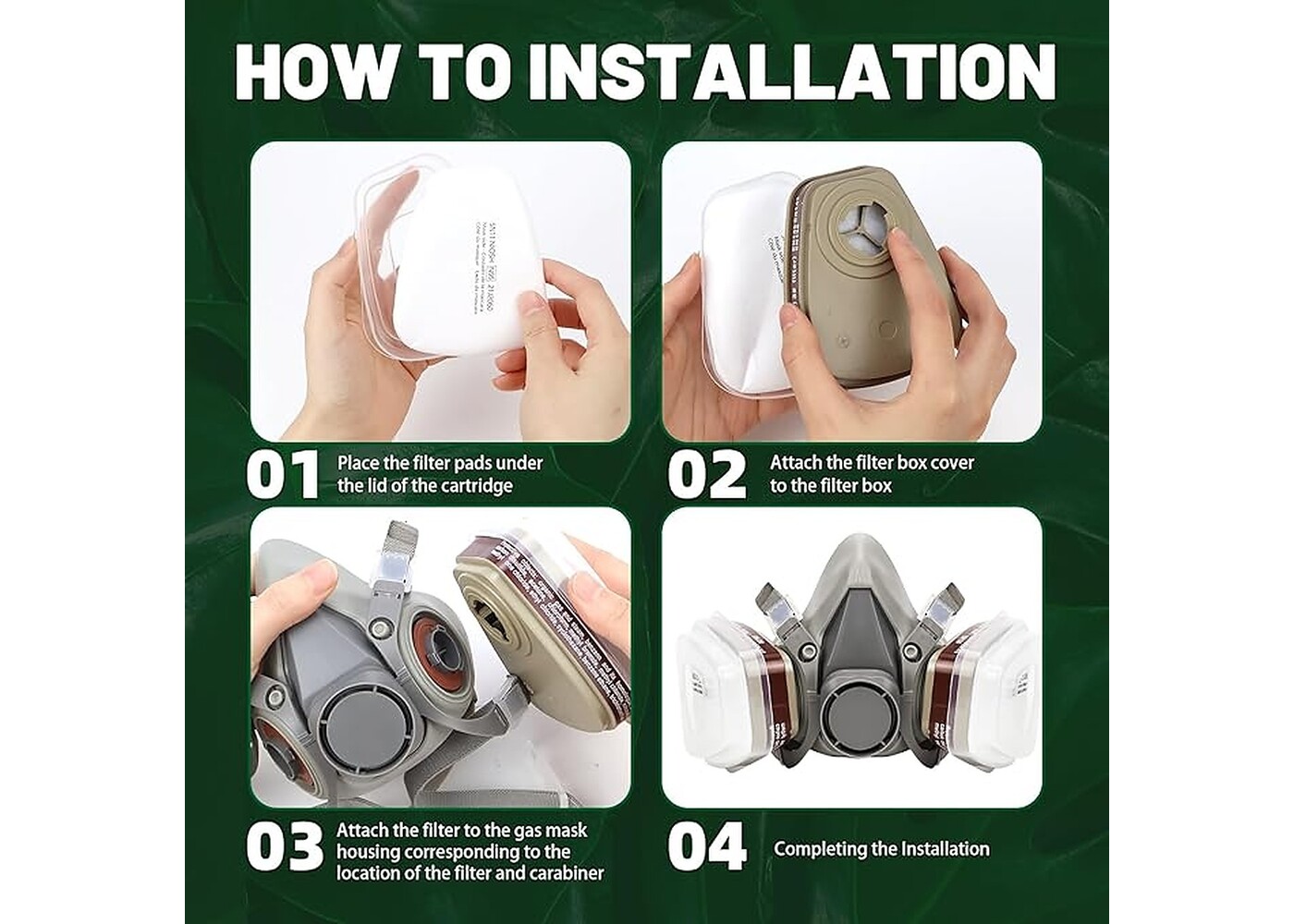 Rexar Reusable Half Face Respirator Mask Set with Dual Filters, Safety Goggles and Accessories