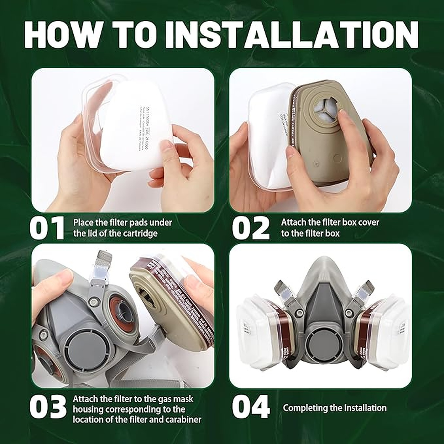 Rexar Reusable Half Face Respirator Mask Set with Dual Filters, Safety Goggles and Accessories