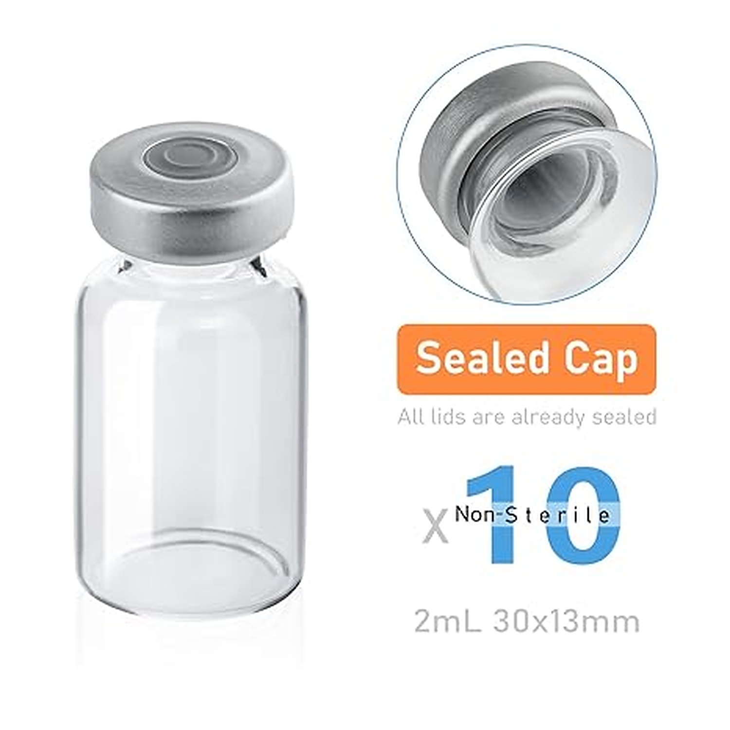 Rexar Borosilicate Glass Sealed Sample Vials with Self-Healing Septum – 3 ml (Pack of 10)