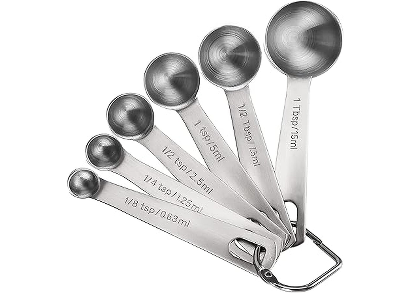 Rexar 18/8 Stainless Steel Measuring Spoon Set with Metric Markings – 6 Piece Set