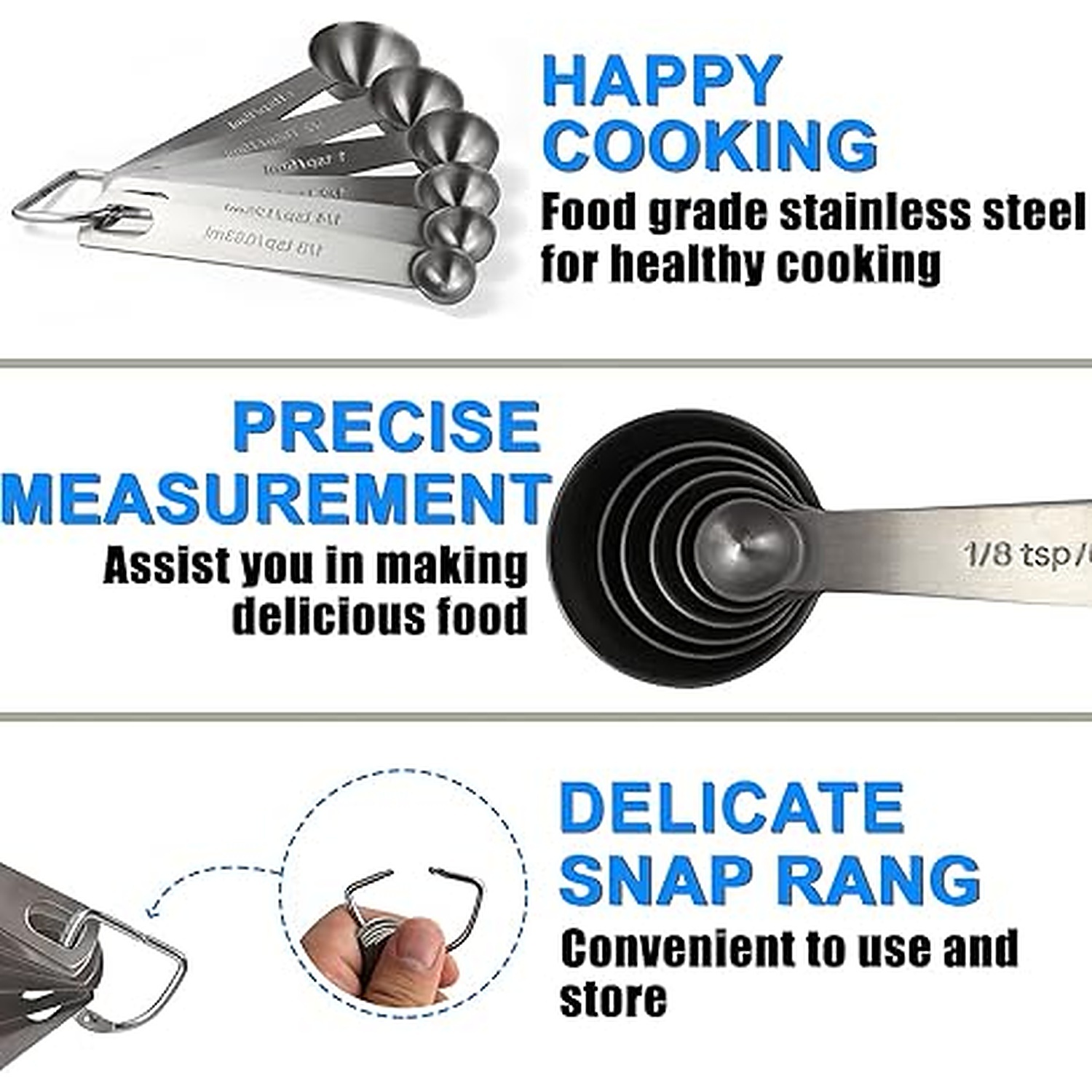 Rexar 18/8 Stainless Steel Measuring Spoon Set with Metric Markings – 6 Piece Set