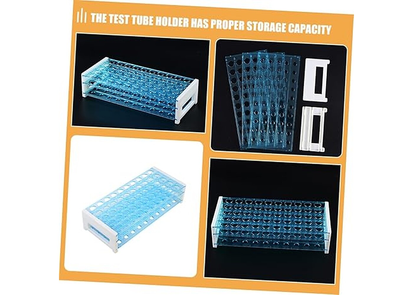 Rexar Detachable Test Tube Rack for Laboratory and Centrifuge Tubes – Tube Holder for 50 Tubes