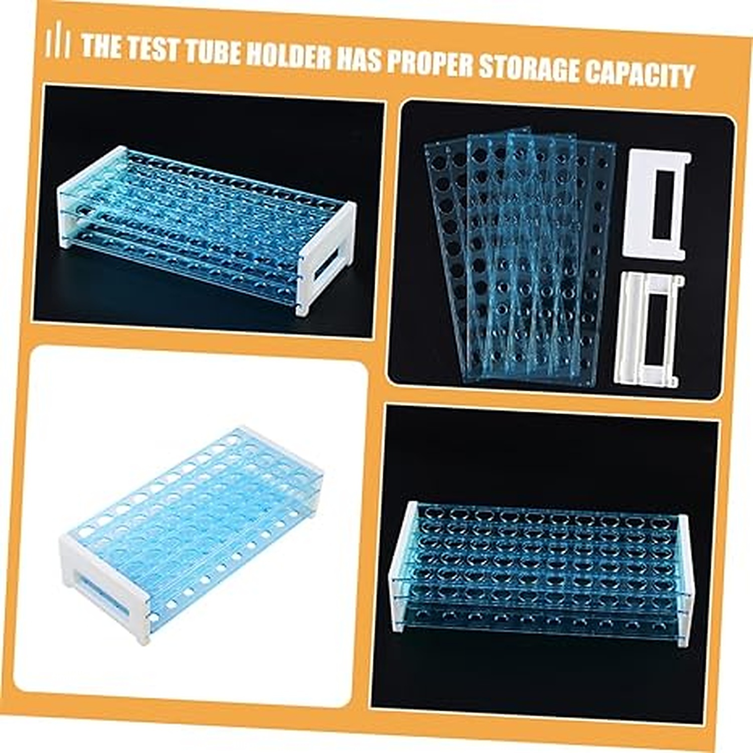 Rexar Detachable Test Tube Rack for Laboratory and Centrifuge Tubes – Tube Holder for 50 Tubes