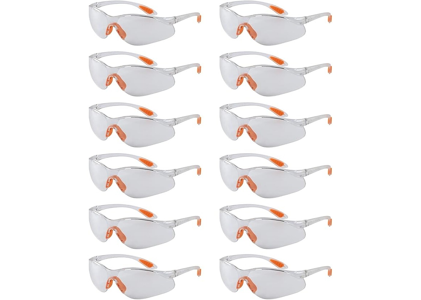 Rexar Transparent Safety Glasses with Clear Polycarbonate Lenses – Protective Eyewear 12 Pack
