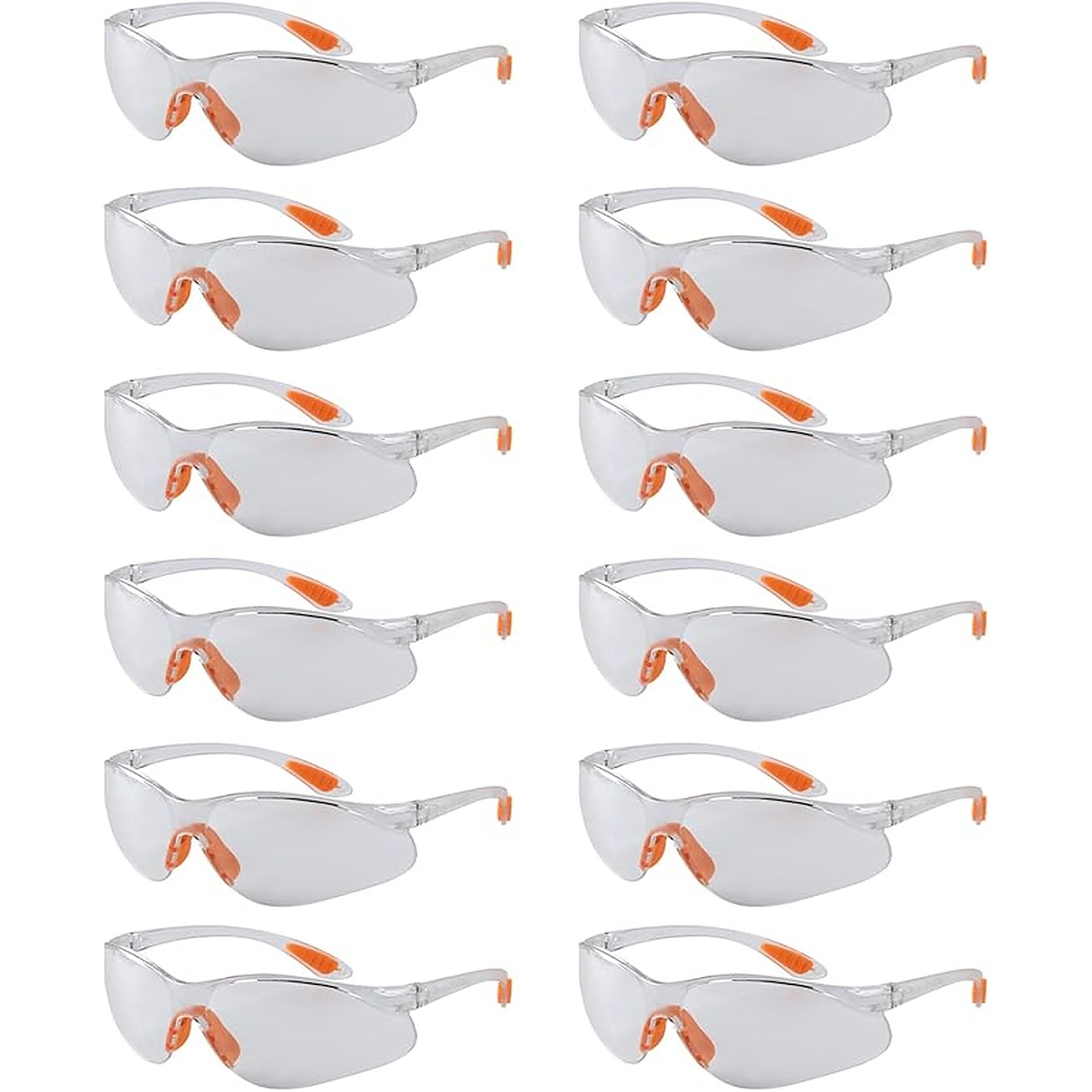 Rexar Transparent Safety Glasses with Clear Polycarbonate Lenses – Protective Eyewear 12 Pack