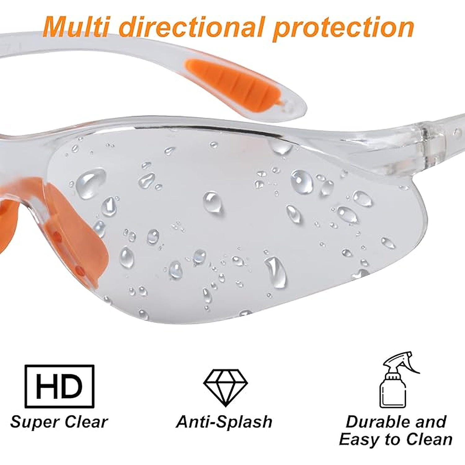 Rexar Transparent Safety Glasses with Clear Polycarbonate Lenses – Protective Eyewear 12 Pack