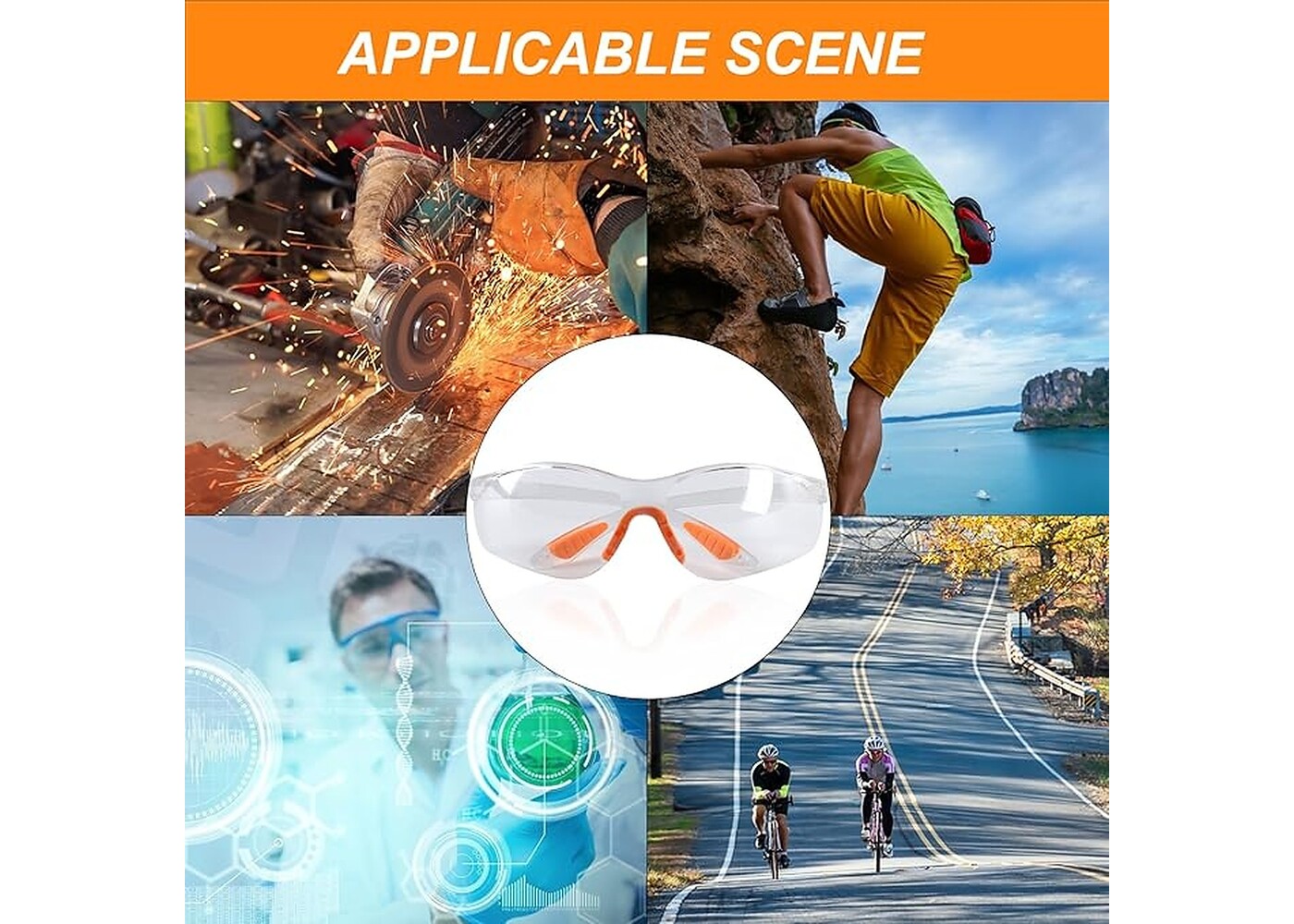 Rexar Transparent Safety Glasses with Clear Polycarbonate Lenses – Protective Eyewear 12 Pack