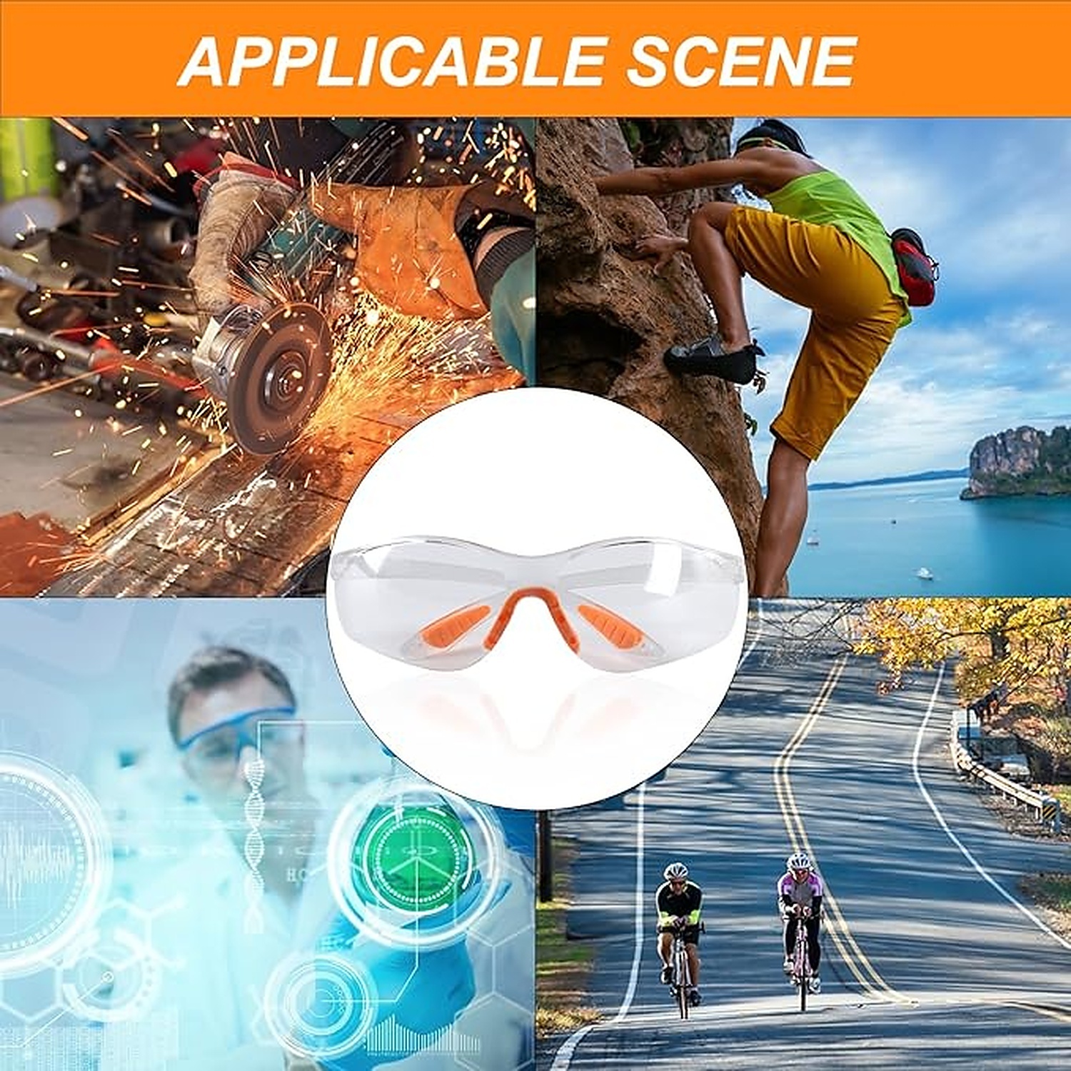Rexar Transparent Safety Glasses with Clear Polycarbonate Lenses – Protective Eyewear 12 Pack