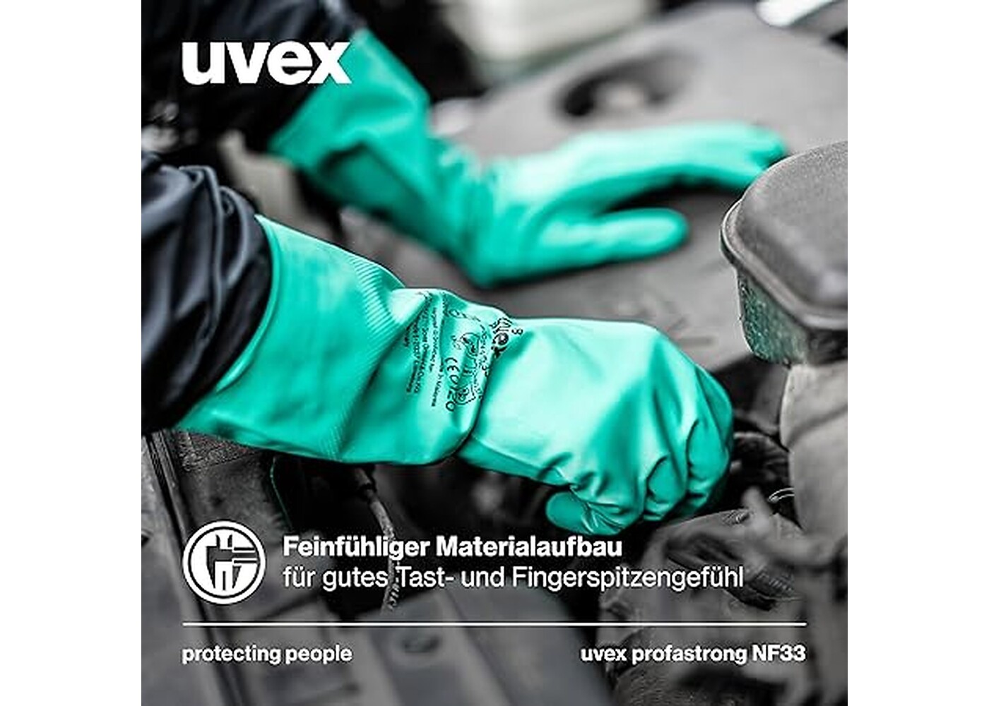Rexar Uvex Profastrong NF33 Nitrile Chemical Protection Gloves – 3 Pair Pack
