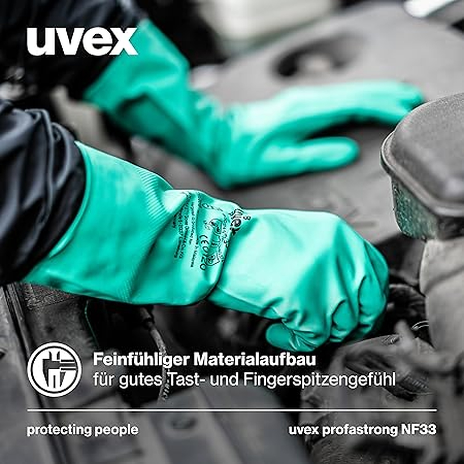 Rexar Uvex Profastrong NF33 Nitrile Chemical Protection Gloves – 3 Pair Pack