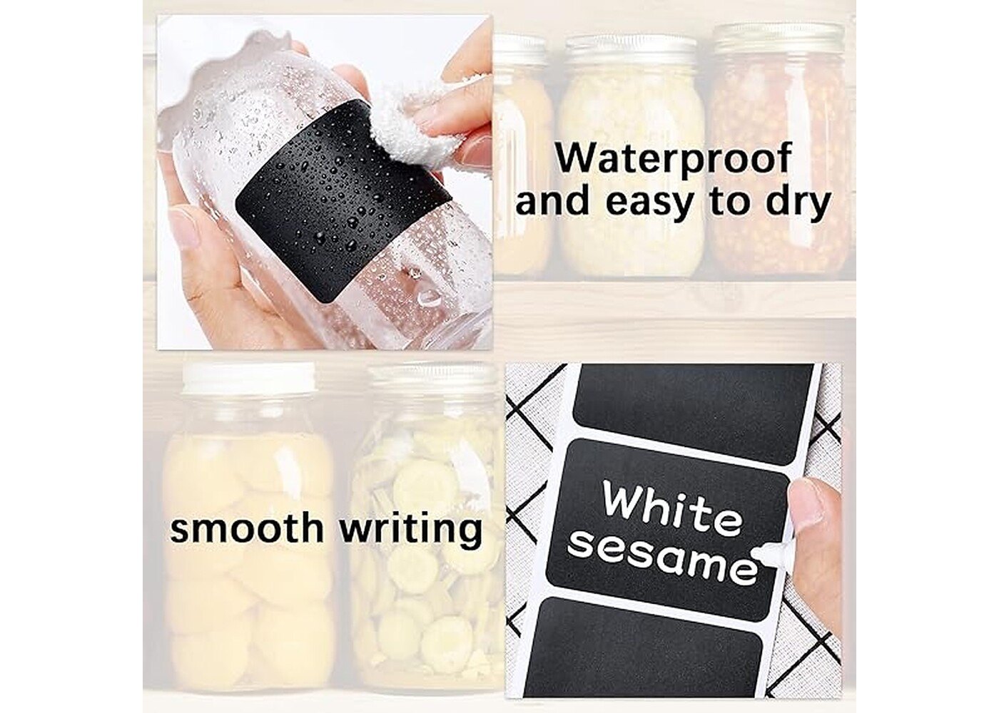 Rexar Reusable Waterproof Chalkboard Labels with Marker – 150 Pieces, 6 x 4 cm