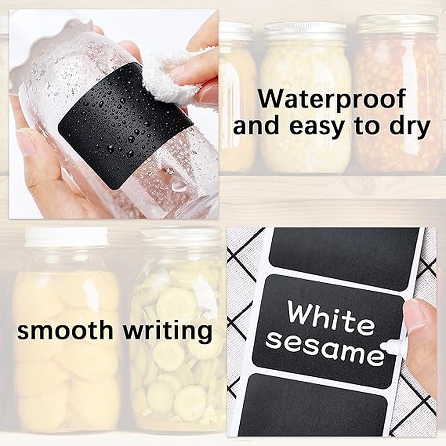 Rexar Reusable Waterproof Chalkboard Labels with Marker – 150 Pieces, 6 x 4 cm