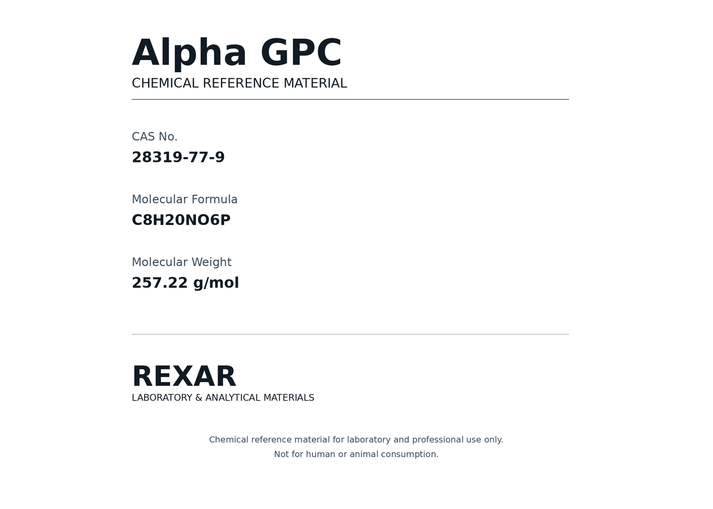Rexar Alpha-GPC - CAS 28319-77-9