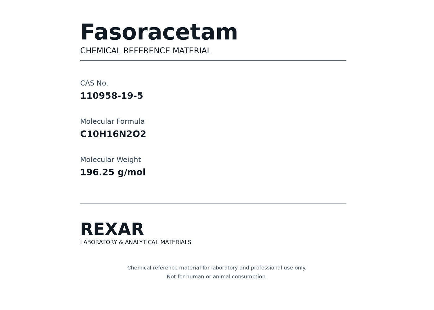 Rexar Fasoracetam - CAS 110958-19-5