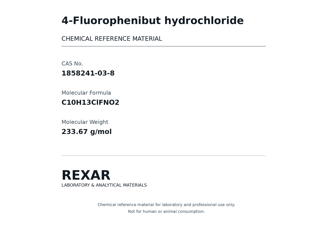 Rexar 4-Fluorophenibut hydrochloride - CAS 1858241-03-8