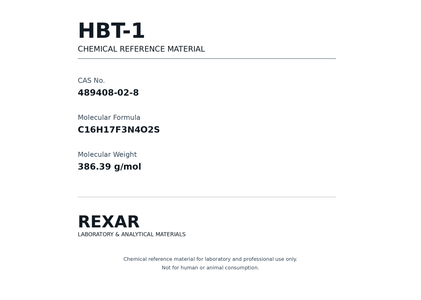 Rexar HBT-1 - CAS 489408-02-8