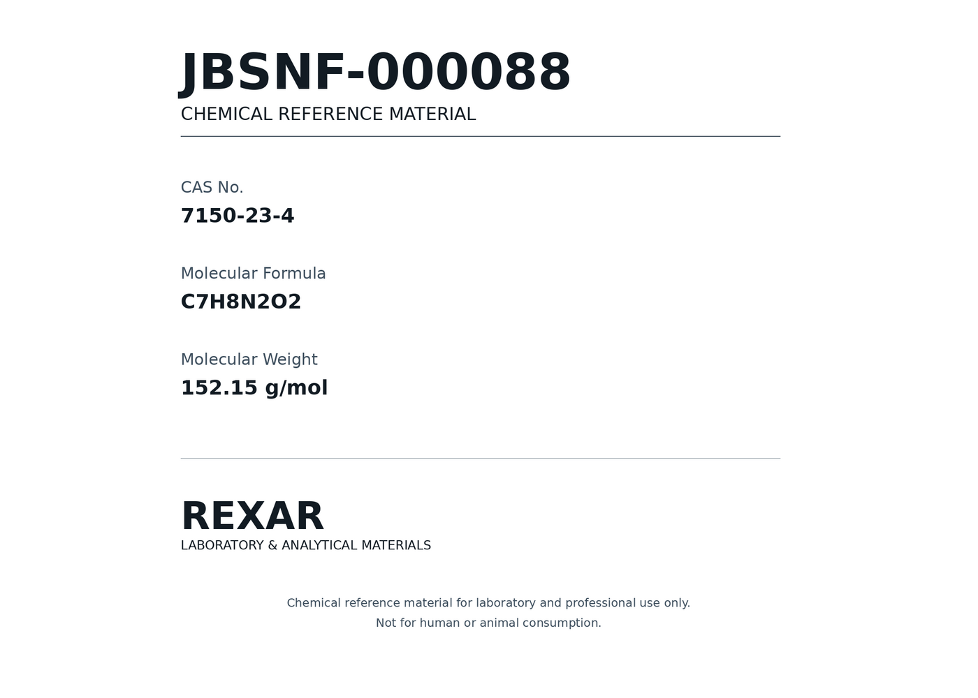 Rexar JBSNF-000088 - CAS 7150-23-4