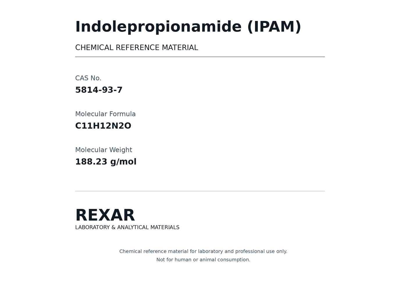 Rexar Indolepropionamide (IPAM) - CAS 5814-93-7