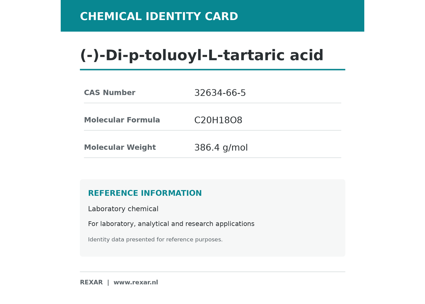 Rexar (−)-Di-p-toluoyl-L-tartaric Acid