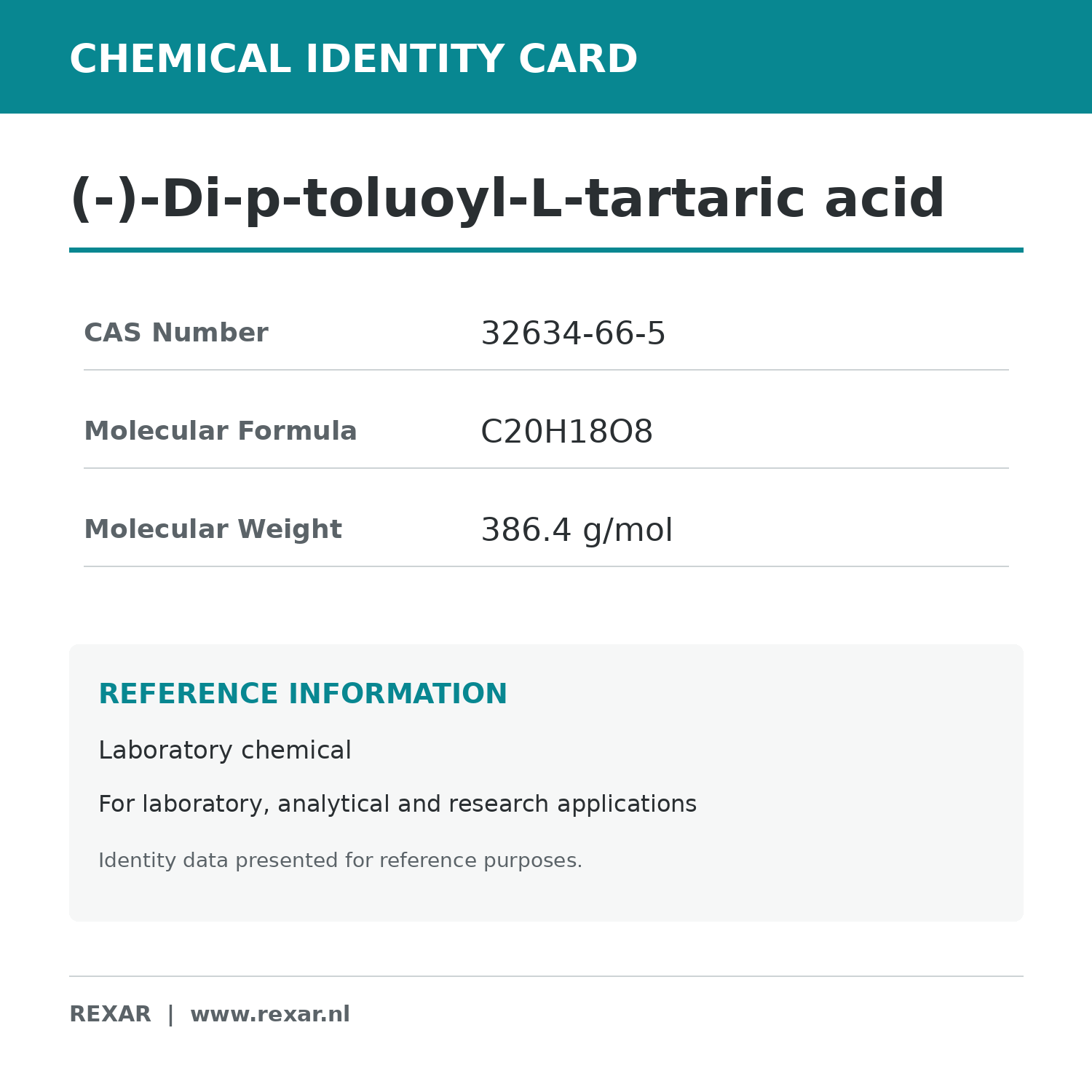 Rexar (−)-Di-p-toluoyl-L-tartaric Acid