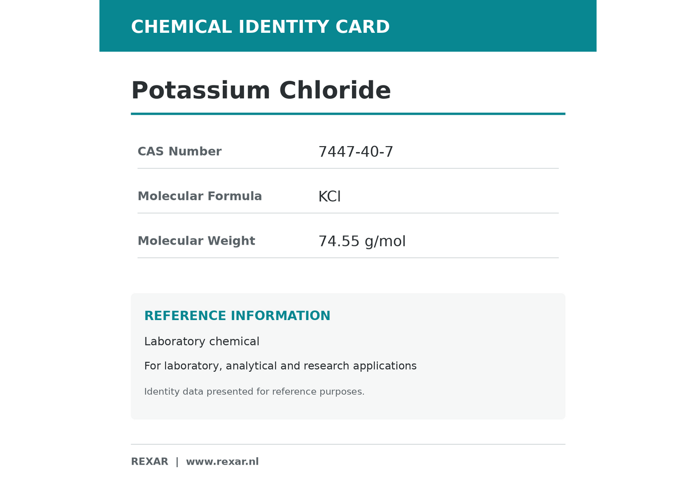 Rexar Potassium Chloride - CAS 7447-40-7