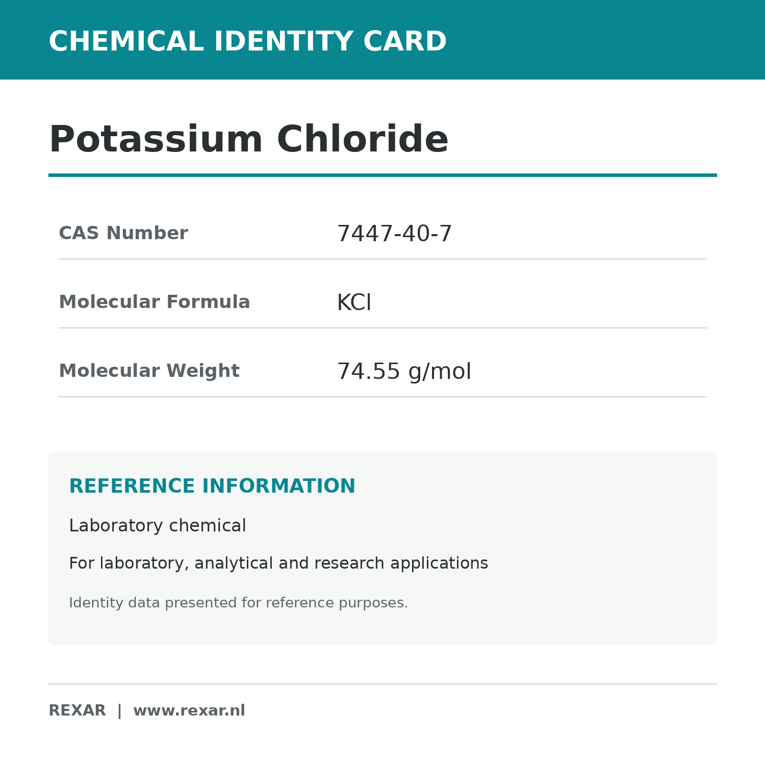 Rexar Potassium Chloride - CAS 7447-40-7