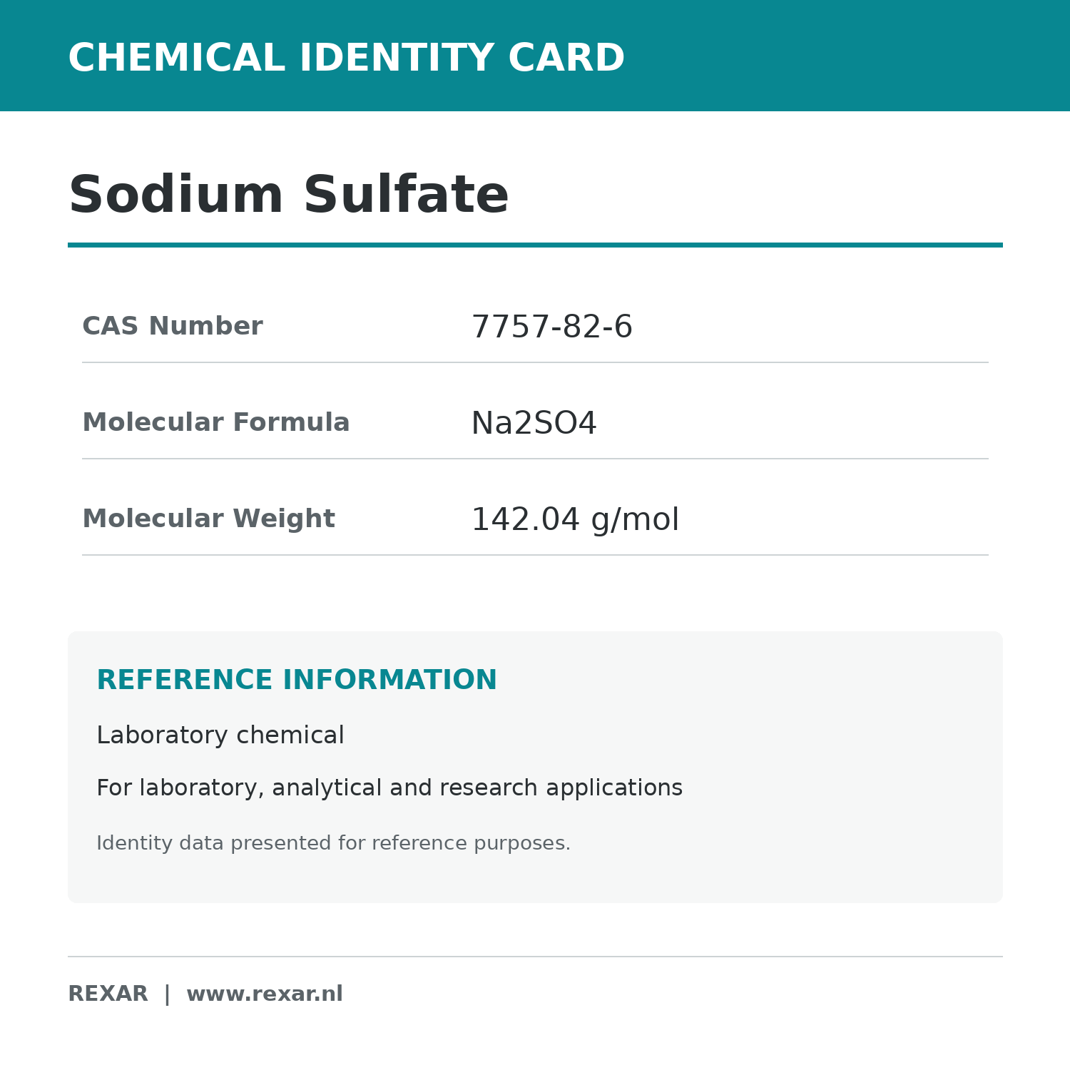 Rexar Sodium Sulfate - CAS 7757-82-6