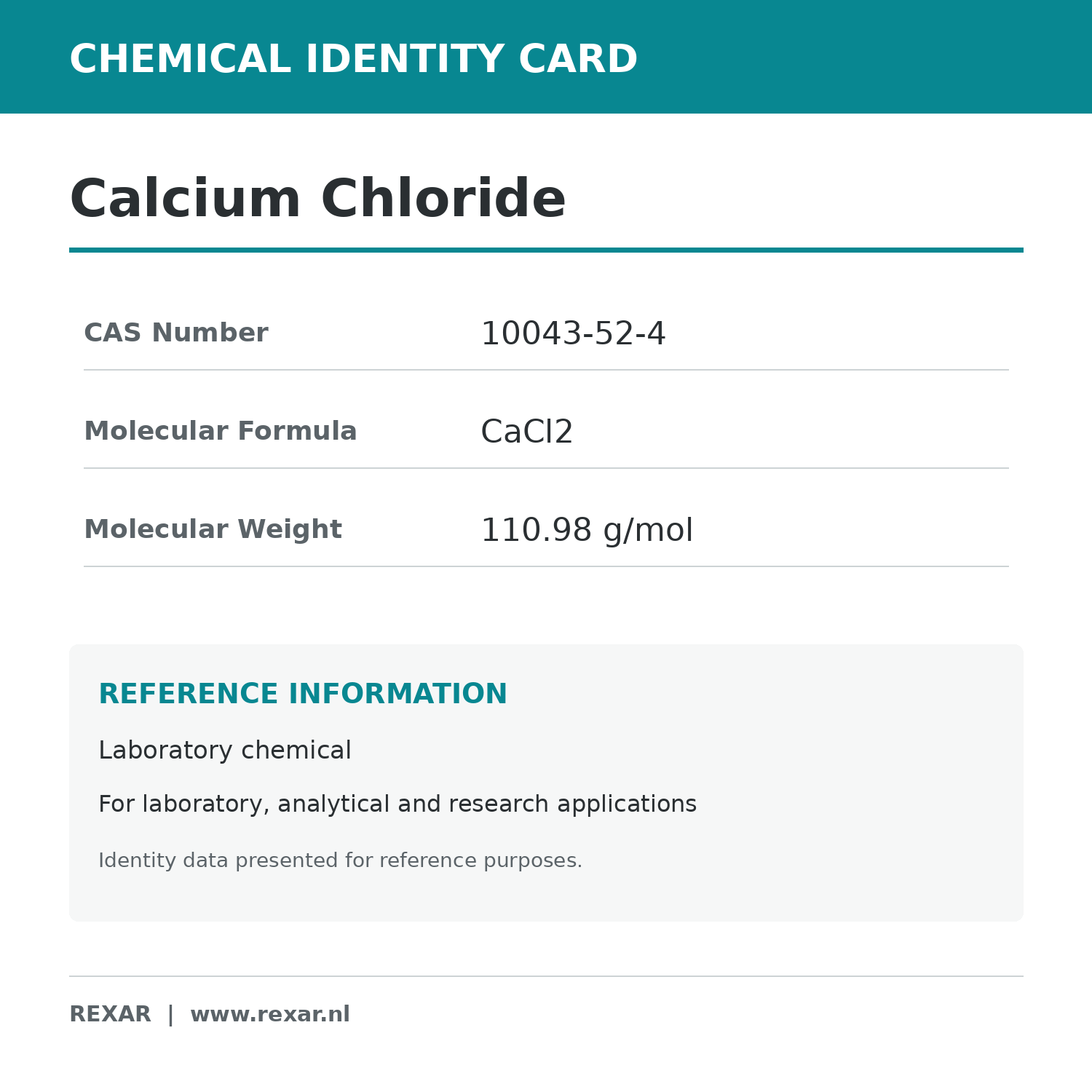 Rexar Calcium Chloride - CAS 10043-52-4