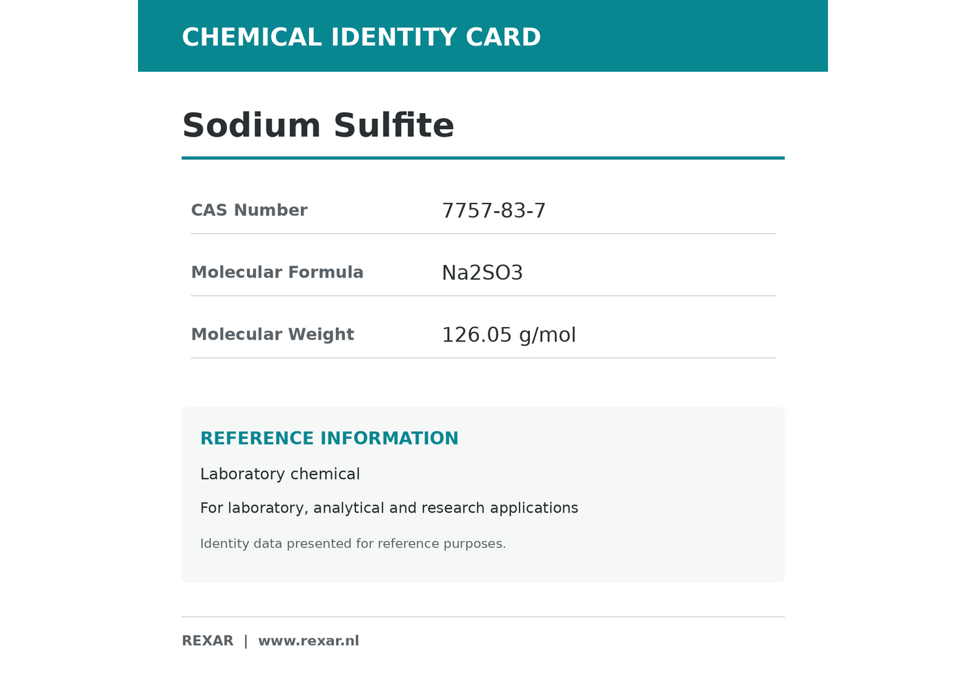 Rexar Sodium Sulfite - CAS 7757-83-7