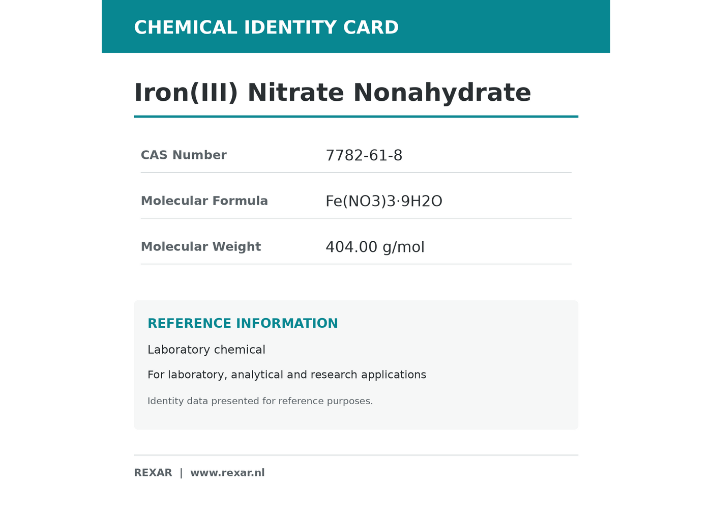 Rexar Iron(III) Nitrate - CAS 7782-61-8