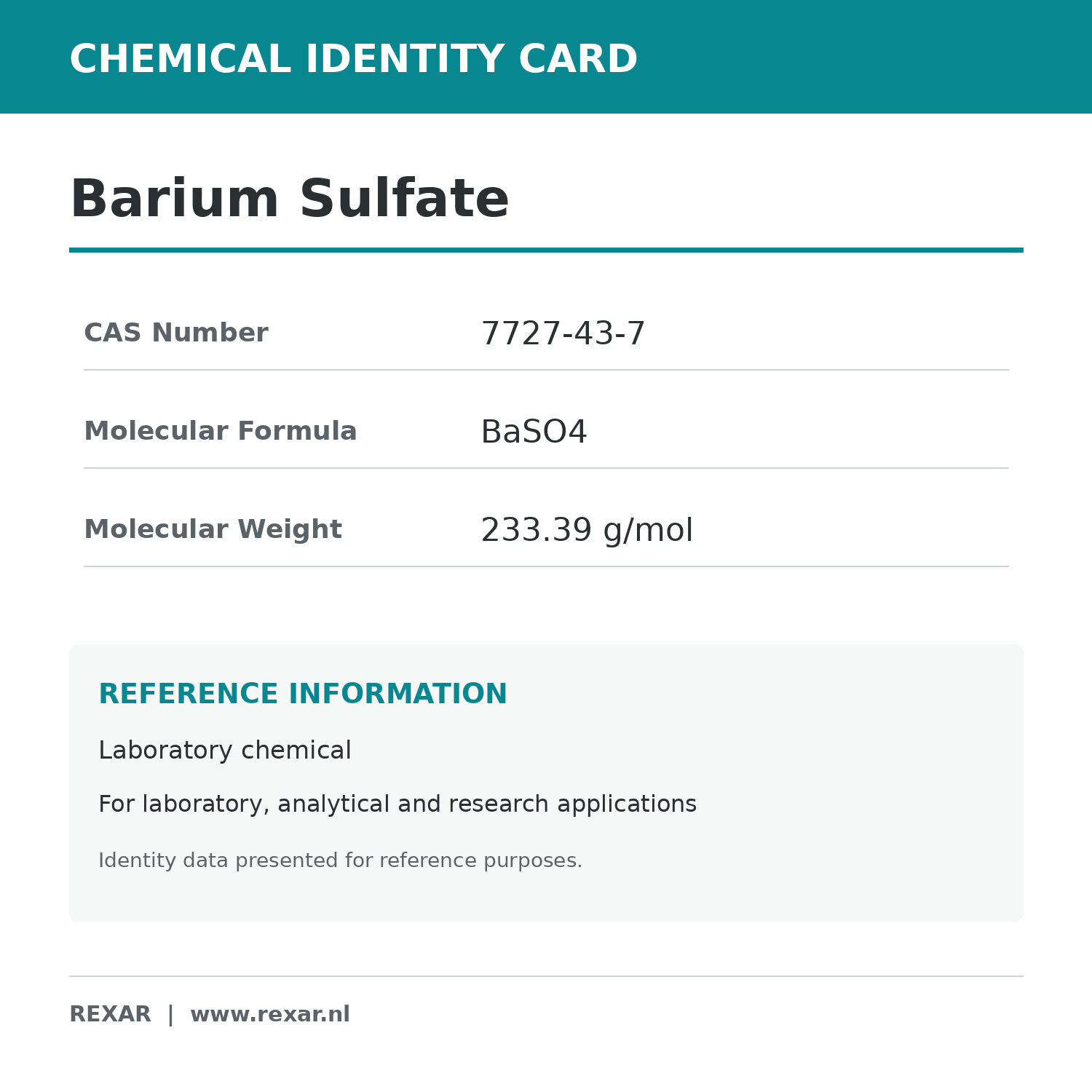 Rexar Barium Sulfate - CAS 7727-43-7