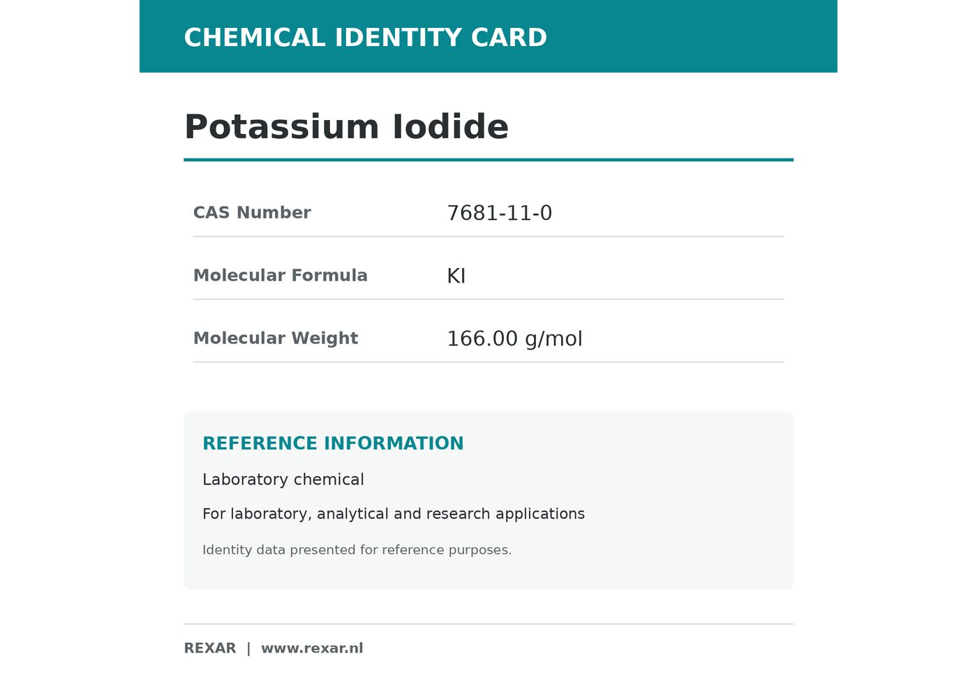 Rexar Potassium Iodide - CAS 7681-11-0