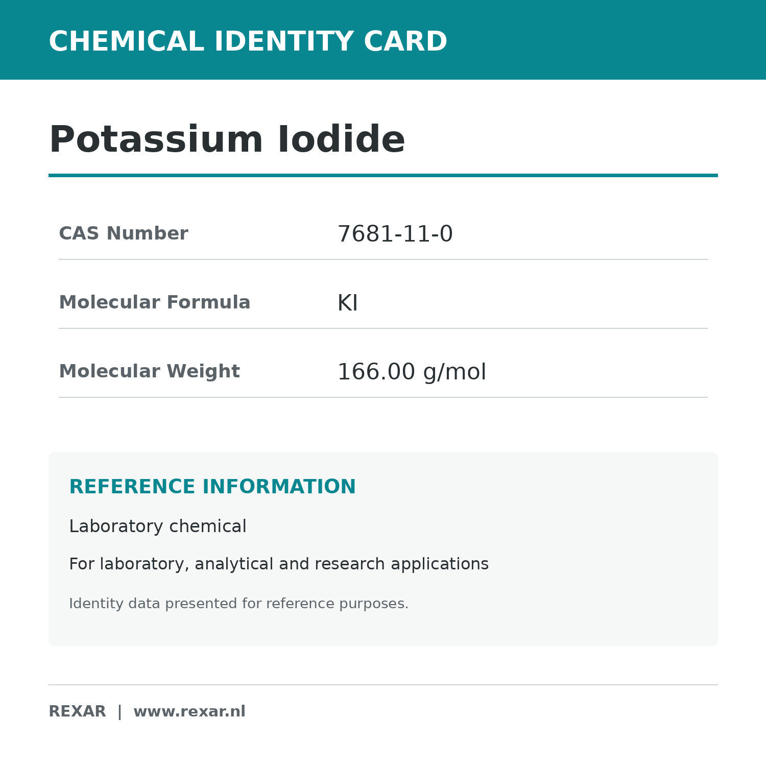Rexar Potassium Iodide - CAS 7681-11-0