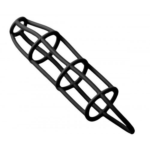 Silicone Cock Cage Texture Sleeve- Black