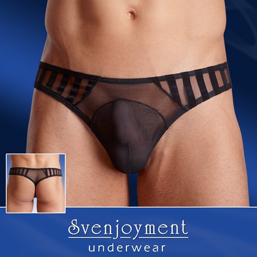 Sven O Underwear Zwarte mannenstring licht transparant