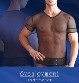 Svenjoyment Underwear Transparant netstof herenshirt - zwart