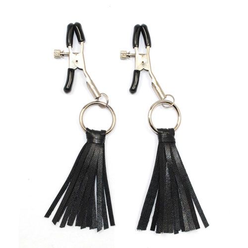 Whitelabel Sextoys Nipple Clamps with Leather Cluster