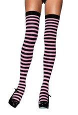 leg avenue Nylon Stocking With Stripe - Black/Pink