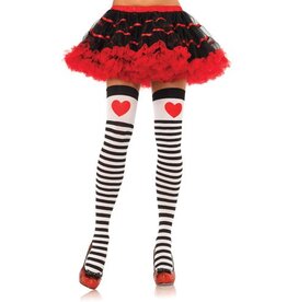 leg avenue Striped Stockings With Red Heart Accent