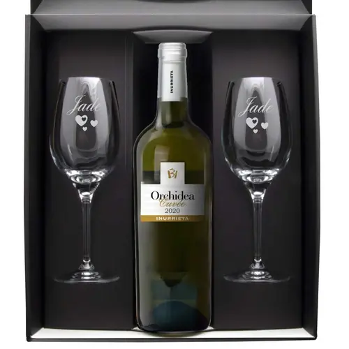 Coffret Cadeau Vin Blanc avec verres personnalisés