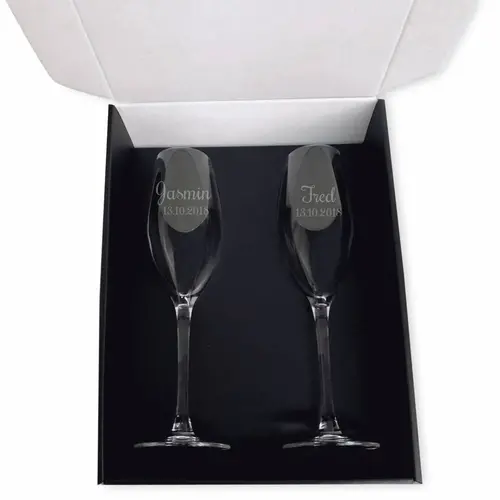 Champagneglazen set Da Vinci met gravering